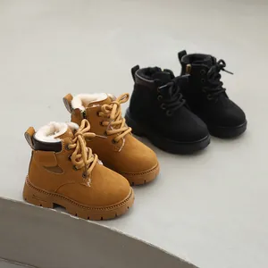 Warm winter children's Martin boots with thick fleece lining and soft soles.