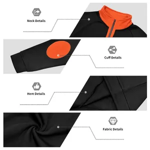Close-up details of collar, cuffs, hem and soft fleece fabric for men's sweatshirt