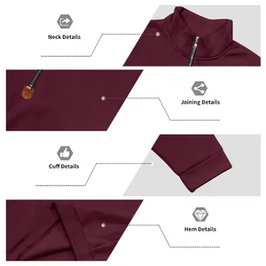 Detailed view of collar, cuffs, and hem for men's heavy fleece stand collar sweatshirt
