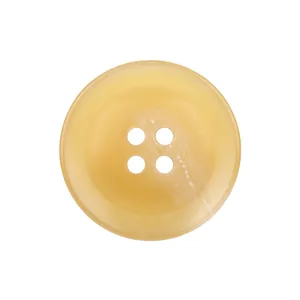 Premium translucent amber urea button with 4-hole design for high-end garments and workwear.