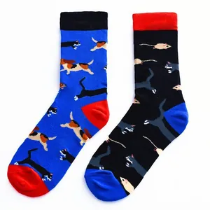 Calze in cotone spaiate alla moda con simpatici motivi di gatti e cani per uomo e donna