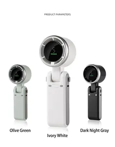 Draagbare USB oplaadbare handventilator met digitaal display in drie mooie kleuren