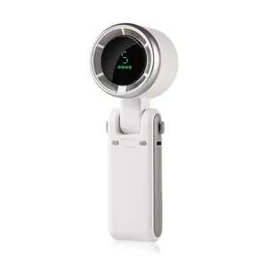 Draagbare hogesnelheids handventilator met digitaal display en USB-opladen in wit