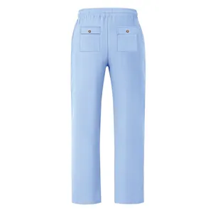 Vue arrière du pantalon ample en lin pour homme avec taille élastique et poches