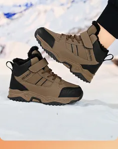 Children's winter snow boots with warm faux fur lining and anti-slip thick sole