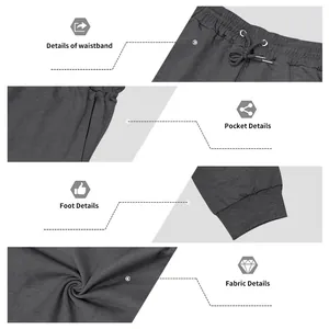 Detailansicht der dunkelgrauen Sporthose mit elastischem Bund und Stoffstruktur