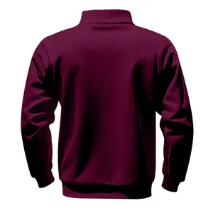 Vue arrière du sweat-shirt à col montant et demi-zip pour hommes en bordeaux surdimensionné