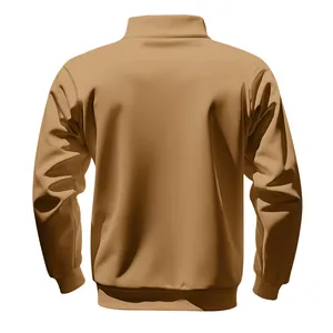 Vue arrière d'un sweat-shirt à col montant pour homme en kaki avec doublure polaire