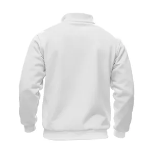 Vista trasera detallada de sudadera blanca gruesa de forro polar para hombre con puños