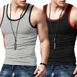 Débardeur de fitness homme style américain, maillot de sport côtelé coupe ajustée extensible