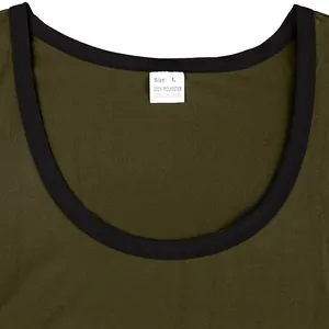 Détail du col d'un débardeur de sport pour homme avec étiquette taille L