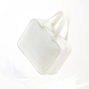Ultra-light white Taslan travel wash bag with large capacity and waterproof design.