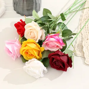 Artificial velvet rose flowers bouquet colorful simulation floral arrangement home table decor