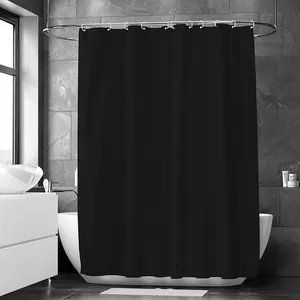 Zwarte waterdichte douchegordijn voor de badkamer, schimmelbestendige stoffen scheidingswand.