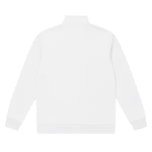 Vue arrière d'un sweat-shirt à fermeture éclair blanc pour homme avec col montant épais.