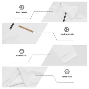 Détails du sweat-shirt lourd pour homme avec col montant, fermeture éclair et poignets