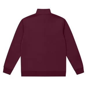 Vue arrière détaillée d'un sweat-shirt à col montant en polaire épaisse bordeaux pour homme