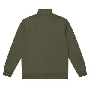Vue arrière d'un sweat-shirt lourd pour homme vert olive à col montant zippé