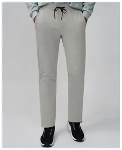 Men's light grey quick-dry breathable mesh sports pants for fitness and running