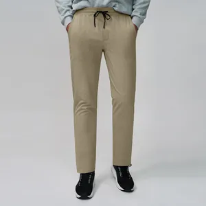 Men's khaki breathable quick-dry sports pants for running fitness and outdoor training