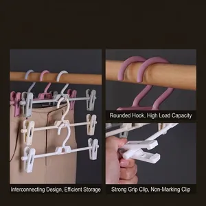 Percha para pantalones multicapa multifuncional de plástico con clips que no marcan