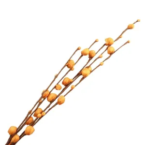 Realistic artificial pussy willow branches with orange buds for home wedding decoration