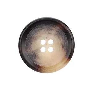 Premium round tortoise-shell pattern resin button with four holes for high-end apparel