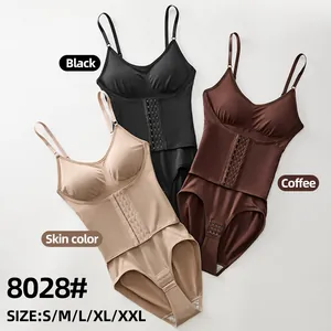 Women's High Waist Shaping Bodysuit Adjustable Straps Seamless Tummy Control Waist Trainer Shapewear Hook-and-eye Bodysuit