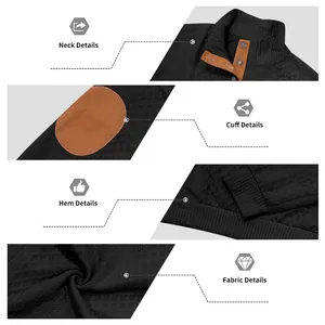 Detailansicht eines Herren-Sweatshirts mit Kragen, Manschetten, Saum und Strukturstoff.