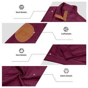 Detailansicht von Kragen, Manschetten und Stoff des strukturierten Herren-Sweatshirts.