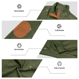 Detailansichten des Vintage-Herren-Jacquard-Sweatshirts mit Strukturstoff und Stehkragen