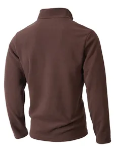 Men's brown polar fleece sweatshirt, back view showing fabric texture and clean cut
