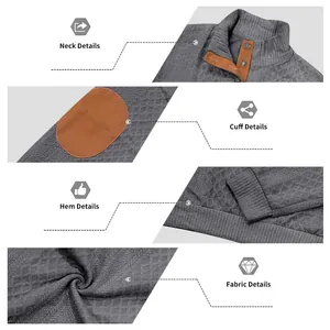 Nahaufnahmen des Herren-Sweatshirts mit Stehkragen, Ärmelaufnähern und Stoffstruktur-Details.