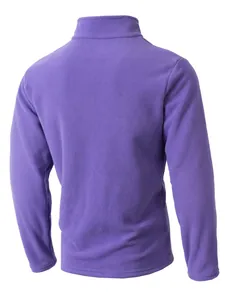 Back view of a premium purple men's fleece sweatshirt featuring soft fabric texture