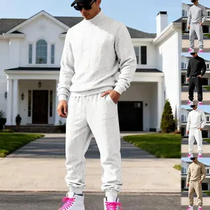 Men's heavyweight jacquard tracksuit with high neck and joggers in multiple colors