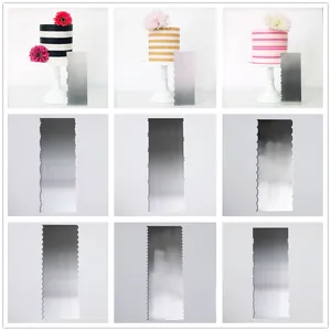 Set of 9-inch stainless steel cake scrapers with various decorative edge patterns