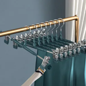 Colgador de Pantalones de Acero Inoxidable Sumergido Sin Costuras Pinza de Ropa Fuerte Para Armario