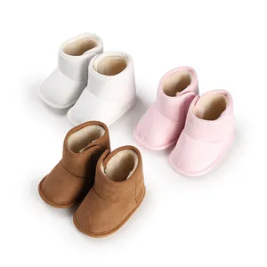 Warm winter baby boots for newborns featuring soft non-slip soles and easy velcro straps