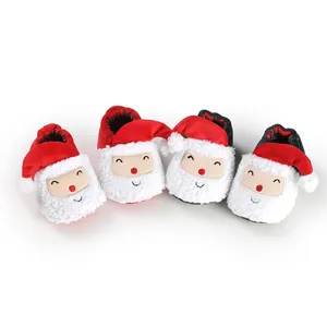 Adorable Santa Claus baby shoes made of soft fleece for newborn Christmas gifts