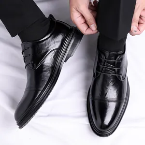 Chaussures richelieu classiques en cuir noir pour hommes style britannique pour mariage