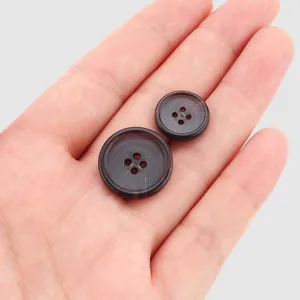 Premium brown resin four-hole buttons for high-end clothing accessories