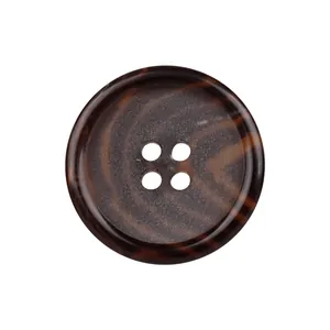 Premium brown tortoiseshell resin button with 4-hole design for elegant coats and tops
