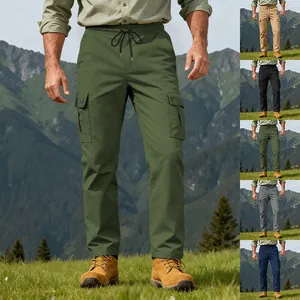 Pantaloni cargo tattici vintage da uomo, mostrati in vari colori in un paesaggio montano.