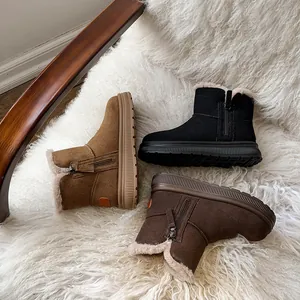 Winter warm snow boots with fleece lining and anti-slip soft sole in multiple colors