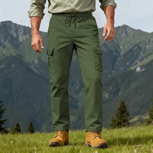 Pantaloni cargo tattici vintage da uomo in verde oliva con tasche funzionali esterne
