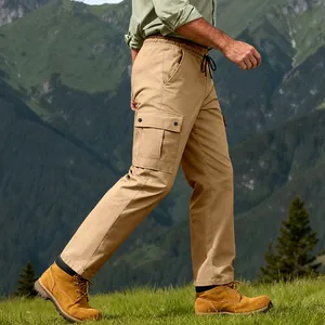 Pantaloni cargo tattici kaki da uomo stile vintage per escursionismo con design multitasche