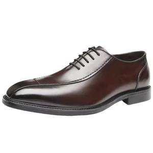Chaussures Derby de luxe en cuir marron foncé pour hommes avec lacets élégants