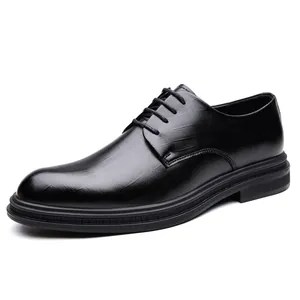 Elegant black men's Derby shoes for business formal and wedding occasions