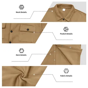 Vues détaillées du col, de la poche et du tissu d'une veste de travail pour homme.