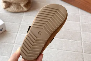 Close-up detail of the non-slip rubber sole for retro girls' frosted Birkenstock mules